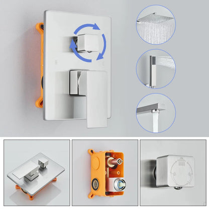 Doucheset Bolivia Premium 30 cm. regendouche vierkant 3 - weg RVS geborsteld