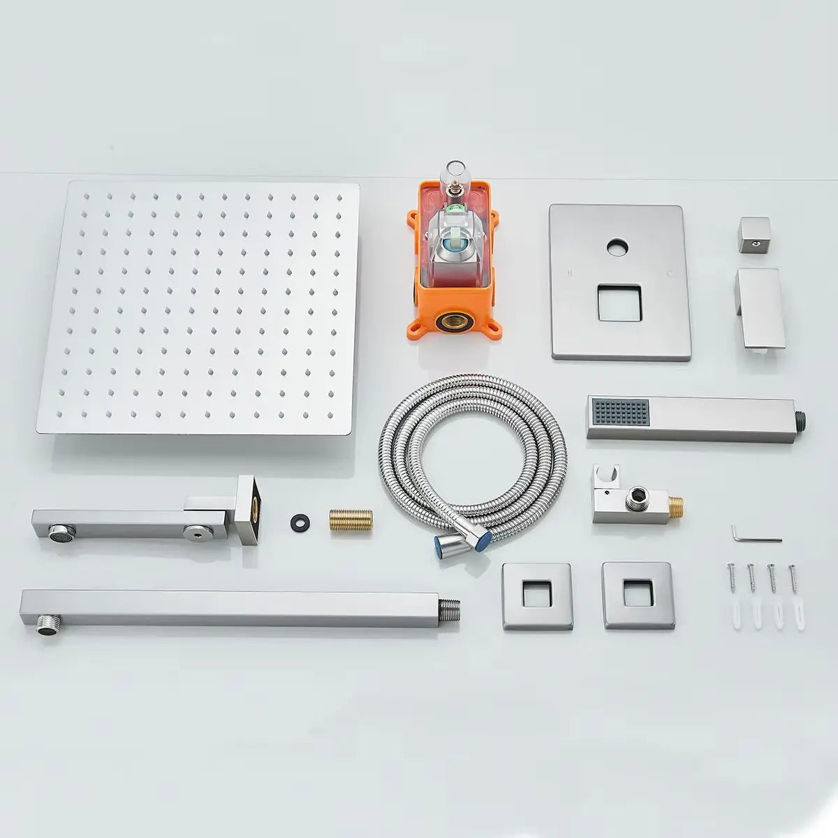 Doucheset Bolivia Premium 30 cm. regendouche vierkant 3 - weg RVS geborsteld