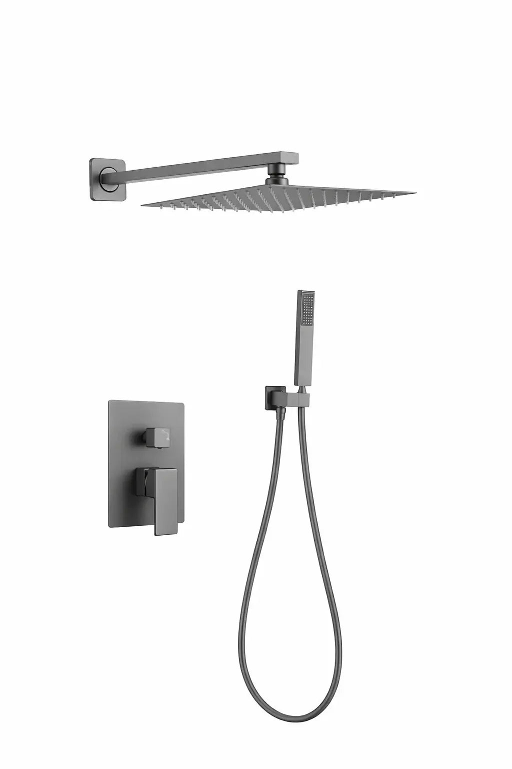 SaniSupreme Doucheset Manhattan 25 cm regendouche vierkant 2-weg Gun Metal inbouw Sanisupreme