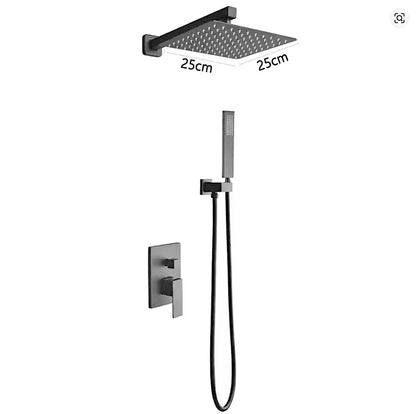 SaniSupreme Doucheset Manhattan 25 cm regendouche vierkant 2-weg Gun Metal inbouw Sanisupreme
