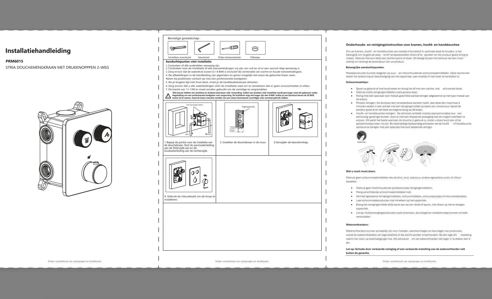 Doucheset SaniSupreme Aloni Stria Premium Geborsteld Goud Wand Set A-1 Sanisupreme