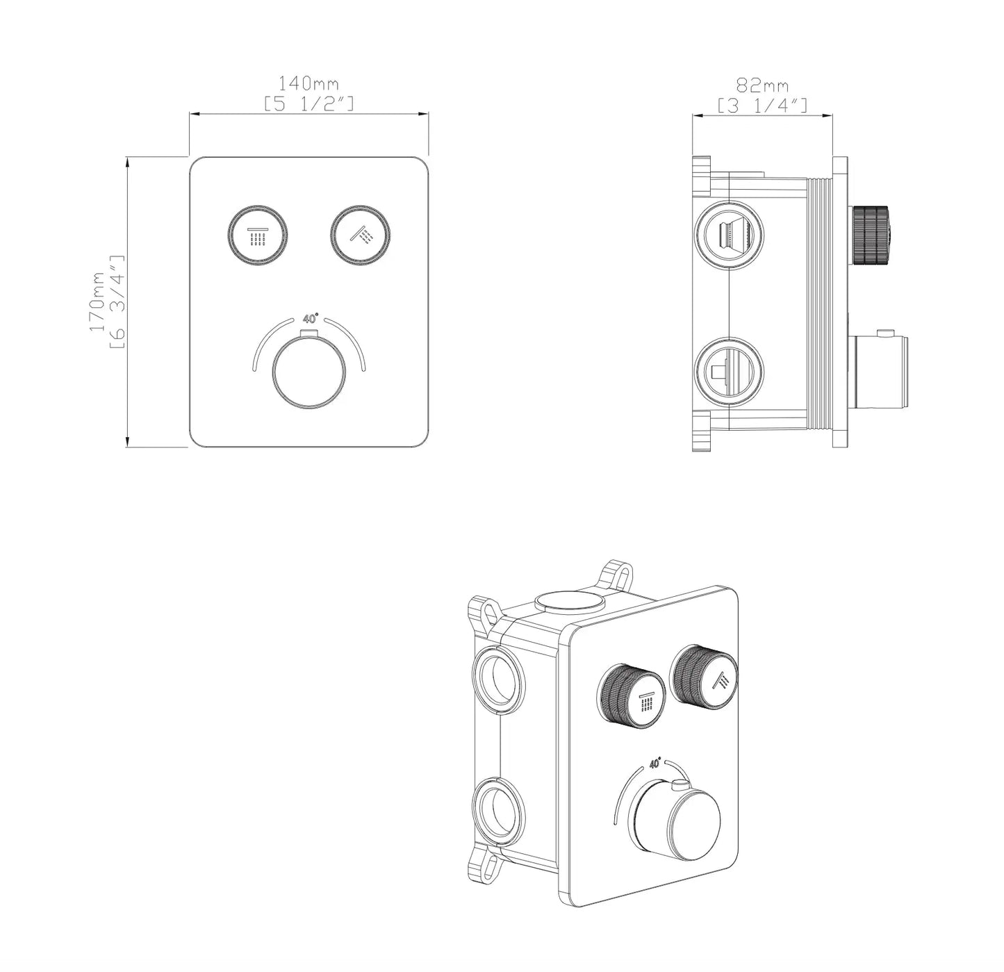 SaniSupreme Stria Premium Thermostatische Inbouw Mengkraan 2-weg los Geborsteld Goud - PVD Coating Sanisupreme