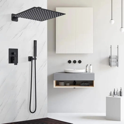 SaniSupreme Doucheset Bolivia Premium 10 inch 25 cm. regendouche vierkant 2-weg zwart inbouw Sanisupreme