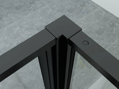 SaniSupreme Creavit Aloni Douchewand Douchecabine Hoekopstelling met draaideur 120x80x195 cm mat zwart raster frame