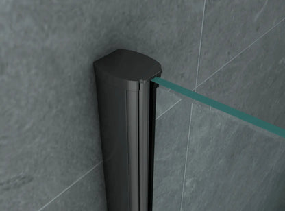 Douchewand Douchecabine Hoekopstelling SaniSupreme Creavit Aloni douchecabine met schuifdeur 120x80x195 cm mat zwart frame