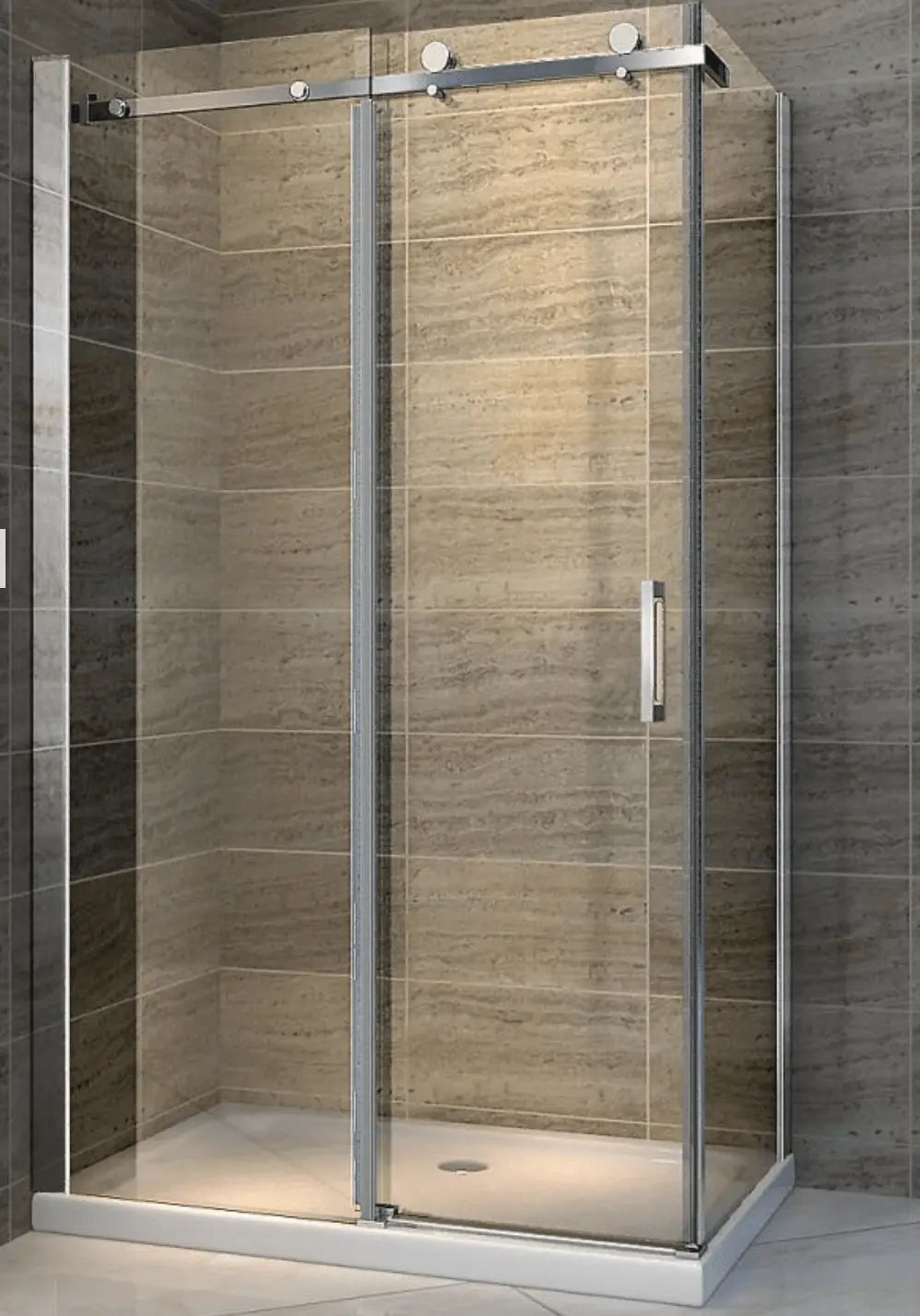 SaniSupreme Creavit Aloni Douchewand/cabine Hoekopstelling met schuifdeur 140x90x195 cm chroom zilver frame