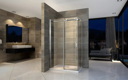 SaniSupreme Creavit Aloni Douchewand- Douchecabine Hoekopstelling met schuifdeur 160x90x195 cm chroom zilver frame