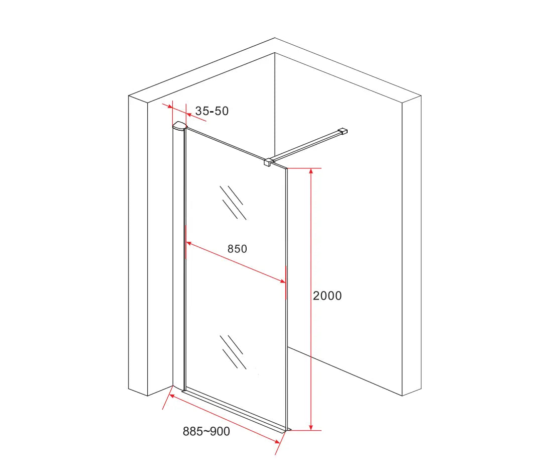 Douchewand Sanisupreme BlacklLine Series 90X200 CM Rookglas Veiligheidsglas 8 MM Zwart Vlak