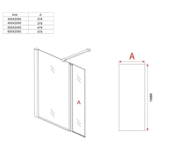 Douchewand SaniSupreme ChromeLine Series 60x200cm 8mm helder glas/chroom