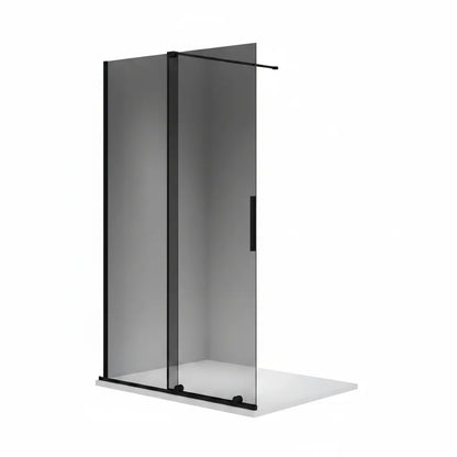 X-Slide Inloop Douchewand met schuifdeur - Omkeerbaar - Antikalk - 8MM Veiligheidsglas - 120X200CM - Mat Zwart - Grijs RookGlas Sanisupreme-3