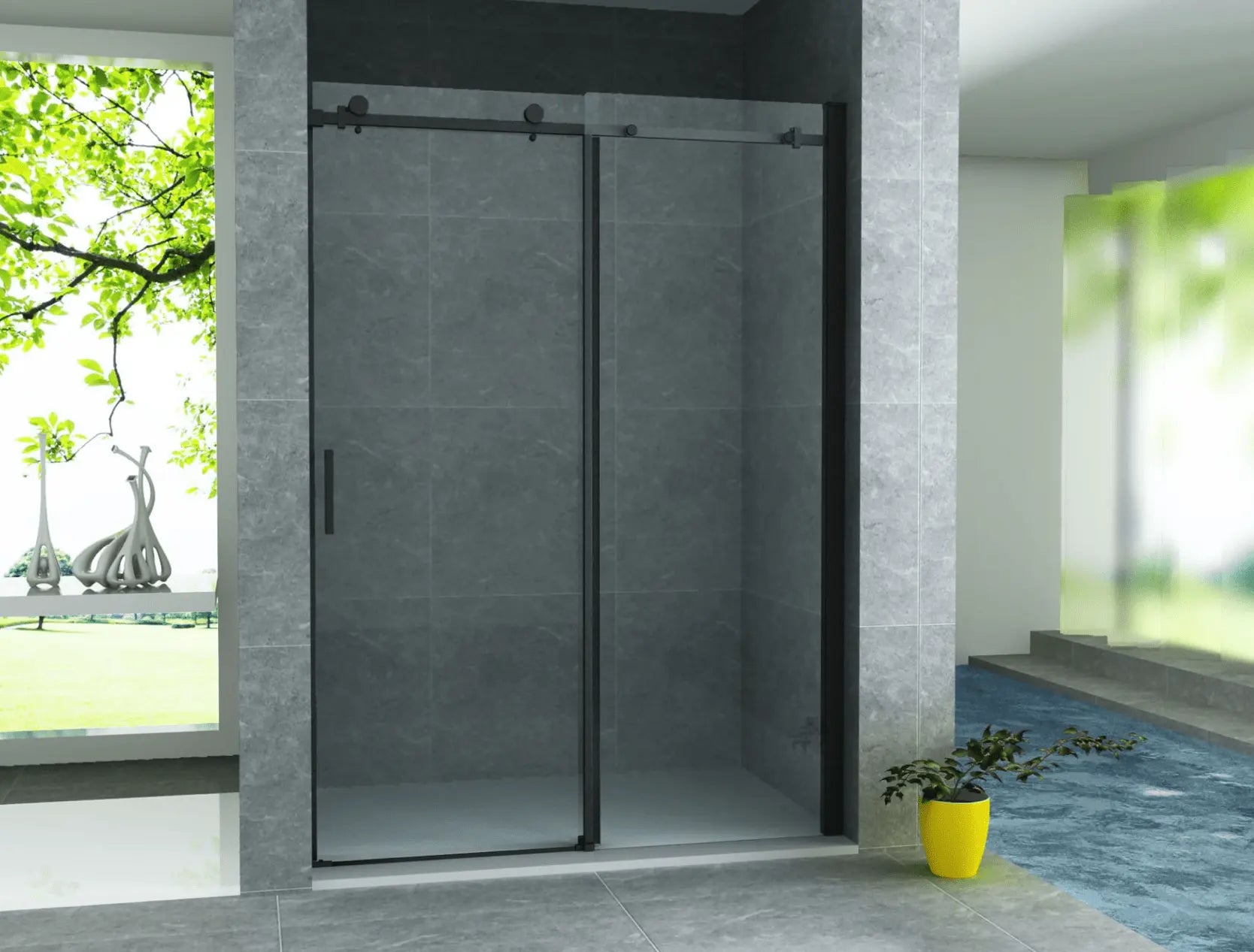 Douchewand Schuifdeur in Nis 120X200 CM Veiligheidsglas 8 MM Mat Zwart