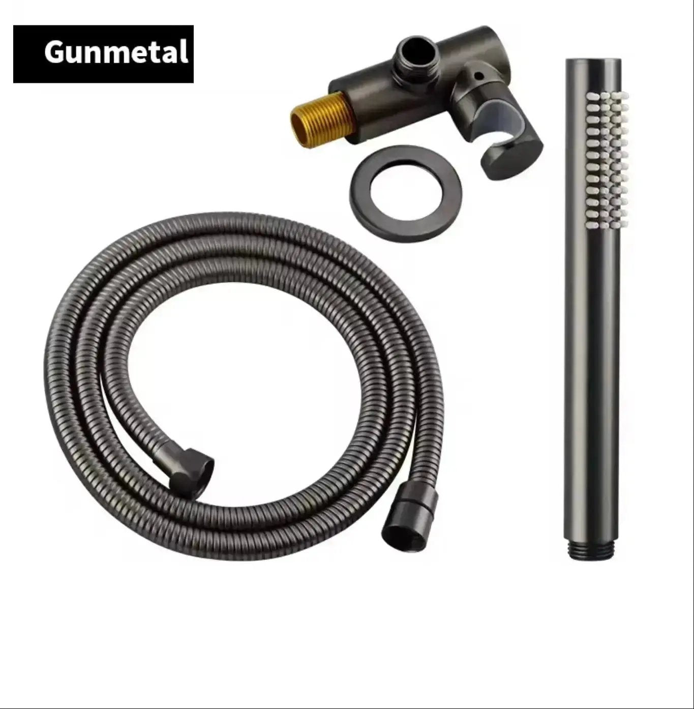 SaniSupreme Brasil handdoucheset recht rond RVS luxe messing gunmetal Sanisupreme