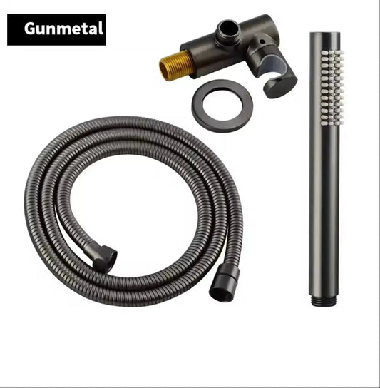 SaniSupreme Brasil handdoucheset recht rond RVS luxe messing gunmetal Sanisupreme