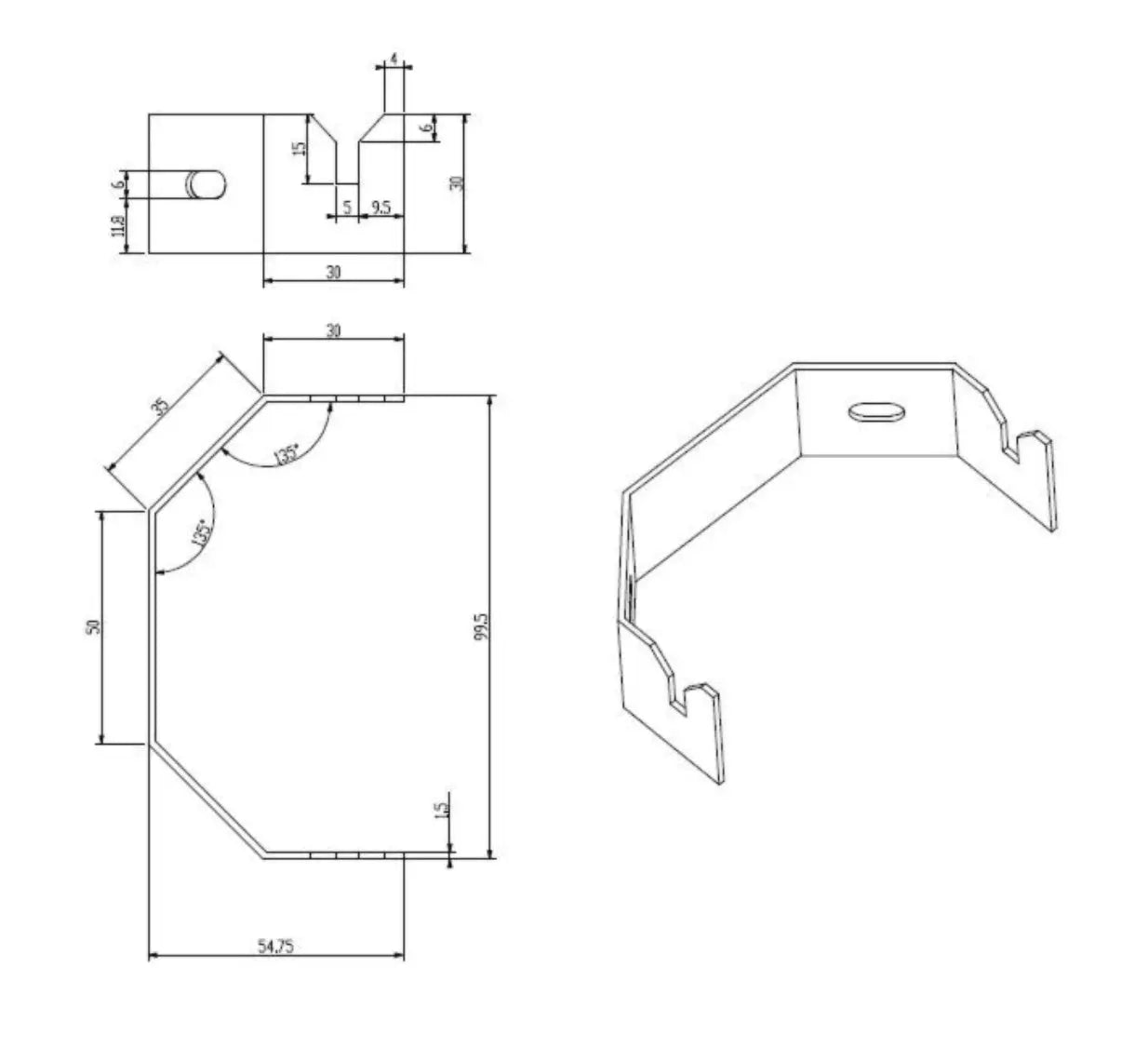 Hoekbevestiging universeel voor Douchepanelen RVS inclusief installatiemateriaal