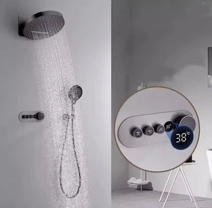 SaniSupreme Hoofdouche - 2 Functies inbouwbox - 32 CM - gunmetal (PVD) Sanisupreme