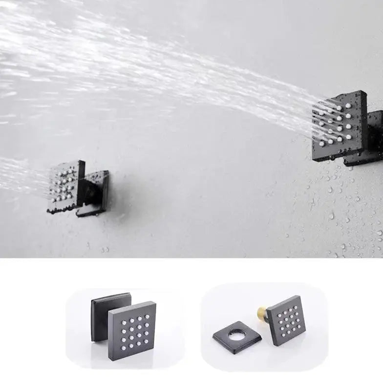 SaniSupreme Plafond 4 weg Thermostatische Doucheset Waterjets La Paz Mat Zwart Sanisupreme