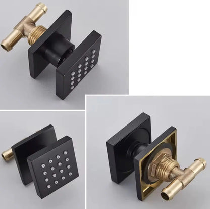Inbouw douche wand massagejets set van 6 stuks mat zwart messing