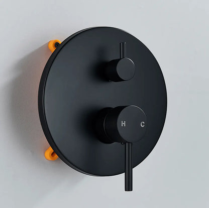 Inbouw Plafond Doucheset Yosemite 2 weg 25 cm. regendouche rond mat zwart