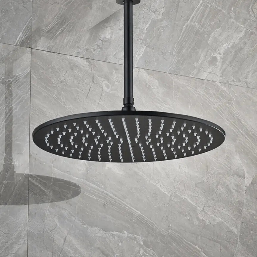 Inbouw Plafond Doucheset Yosemite 2 weg 40 cm. regendouche rond mat zwart