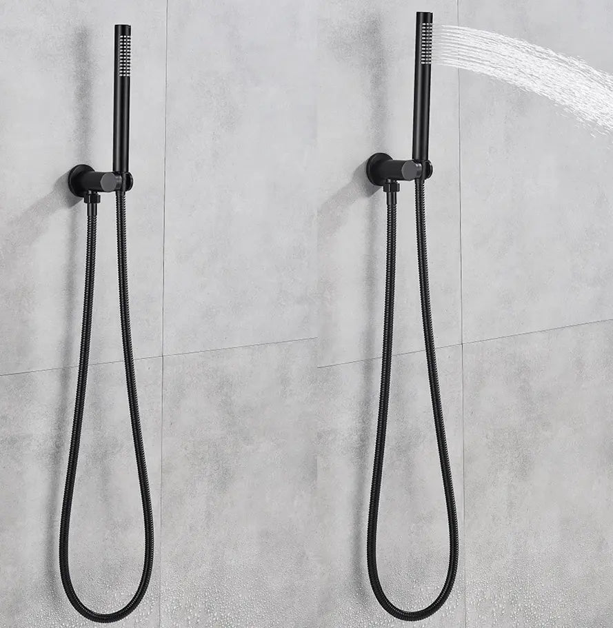 Inbouw Plafond Doucheset Yosemite 2 weg 40 cm. regendouche rond mat zwart