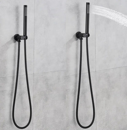 Inbouw Plafond Doucheset Yosemite 2 weg 40 cm. regendouche rond mat zwart