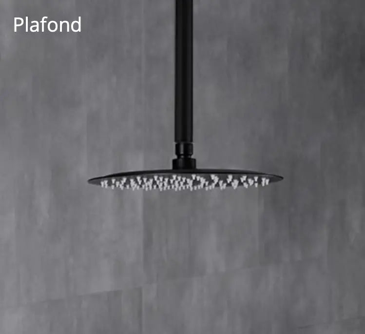 Inbouw Plafond Doucheset Yosemite 2 weg 40 cm. regendouche rond mat zwart