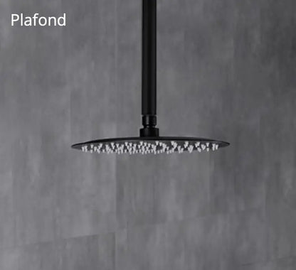 Inbouw Plafond Doucheset Yosemite 2 weg 40 cm. regendouche rond mat zwart