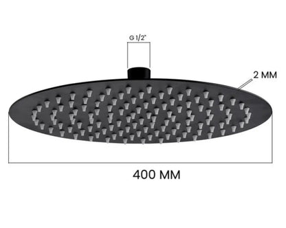 Inbouw Plafond Doucheset Yosemite 2 weg 40 cm. regendouche rond mat zwart