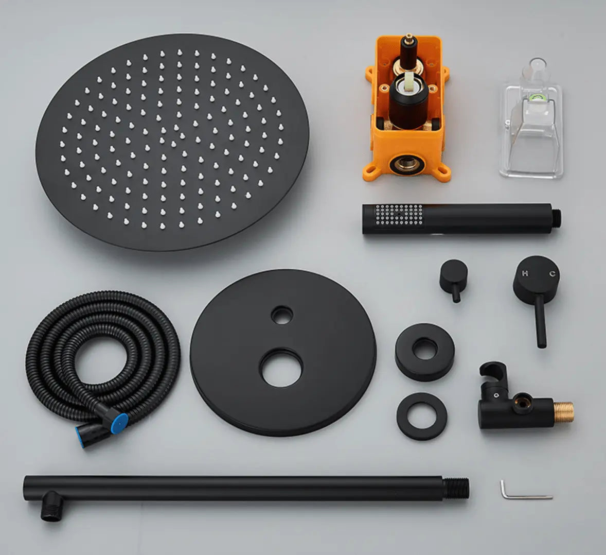 Inbouw Plafond Doucheset Yosemite 2 weg 8 inch regendouche rond mat zwart