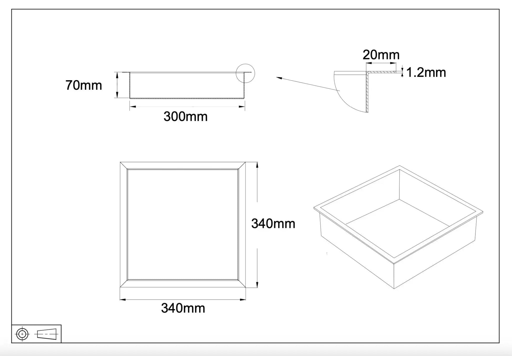Inbouwnis badkamer douche Gunmetal Grijs 30,5 x 30,5 x 7 cm