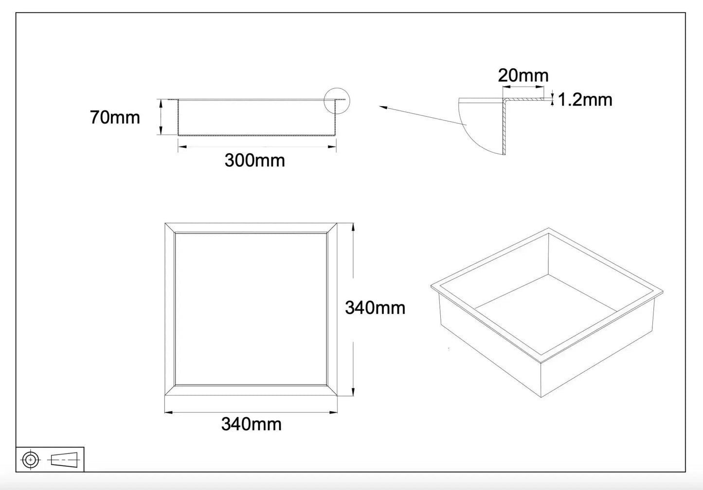 Inbouwnis badkamer douche mat zwart 30,5 x 30,5 x 7 cm