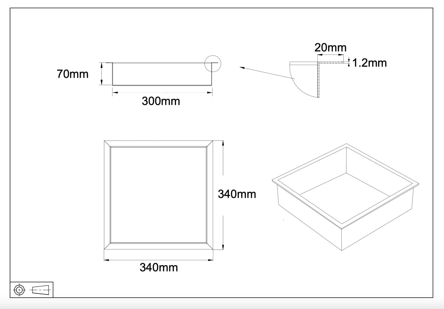 Inbouwnis badkamer douche mat zwart 30,5 x 30,5 x 7 cm