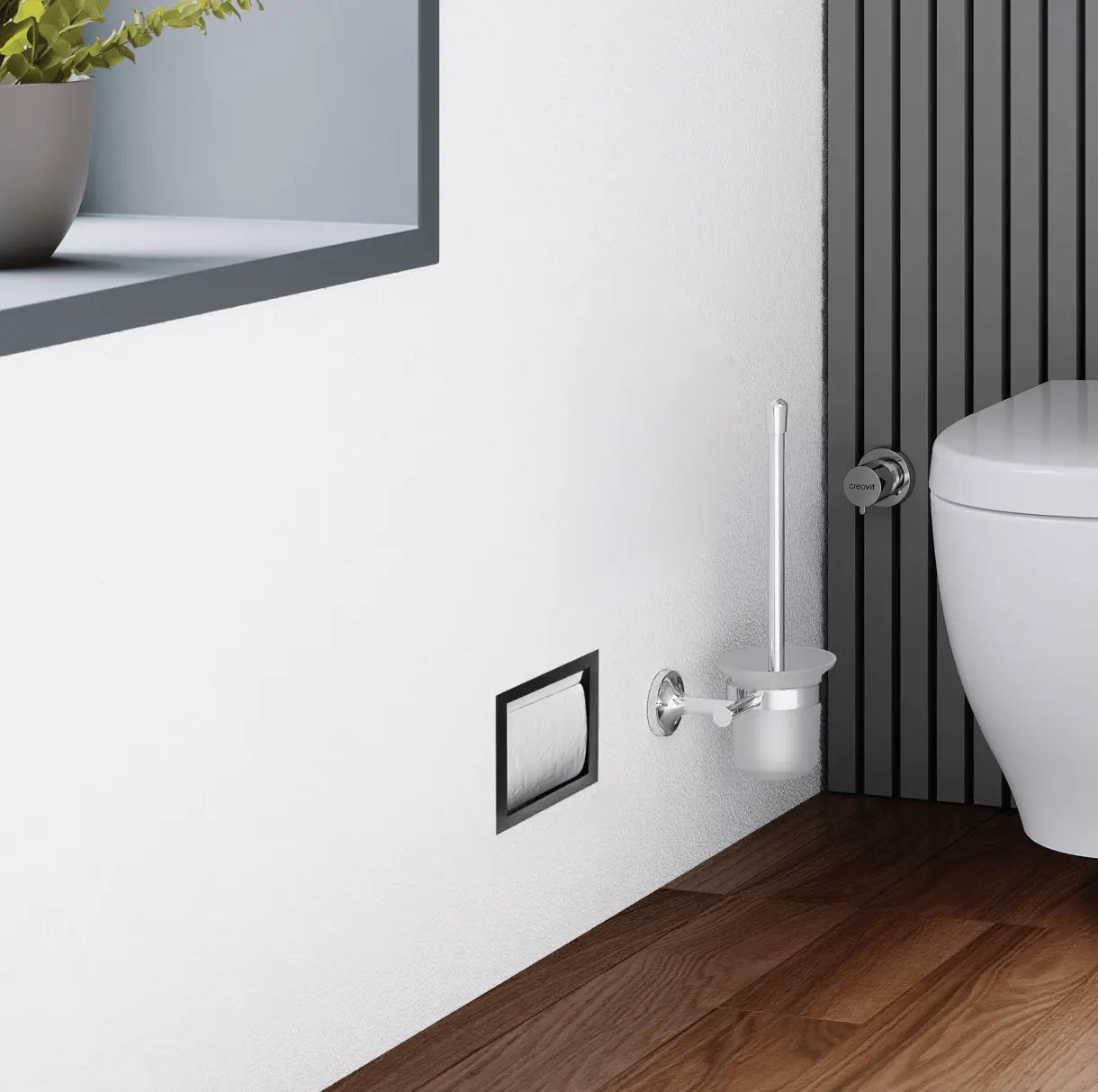 Inzetstuk Mat Zwart geschikt voor Inbouw Toilet Reserve Rolhouder