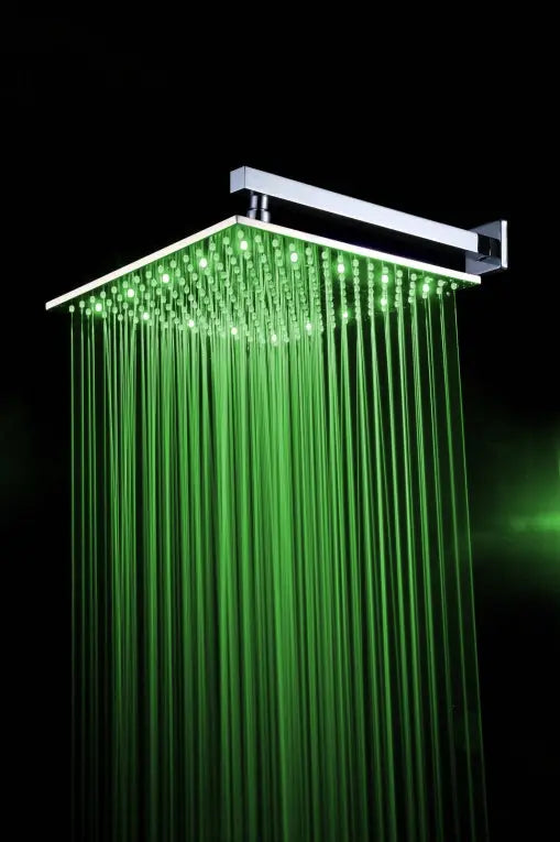 SaniSupreme LED EcoSave Manhattan vierkante hoofddouche regendouche 25 × 25 cm. chroom glans Sanisupreme