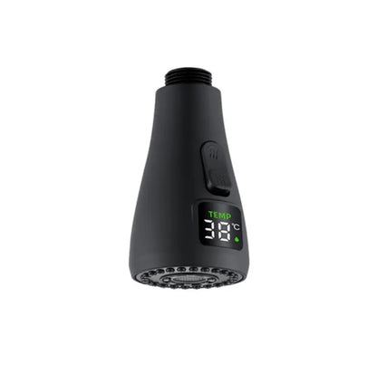 Losse Sproeikop Keukenkraan met LCD en 2 - standenknop bediening mat zwart