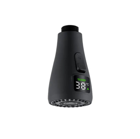 Losse Sproeikop Keukenkraan met LCD en 2 - standenknop bediening mat zwart