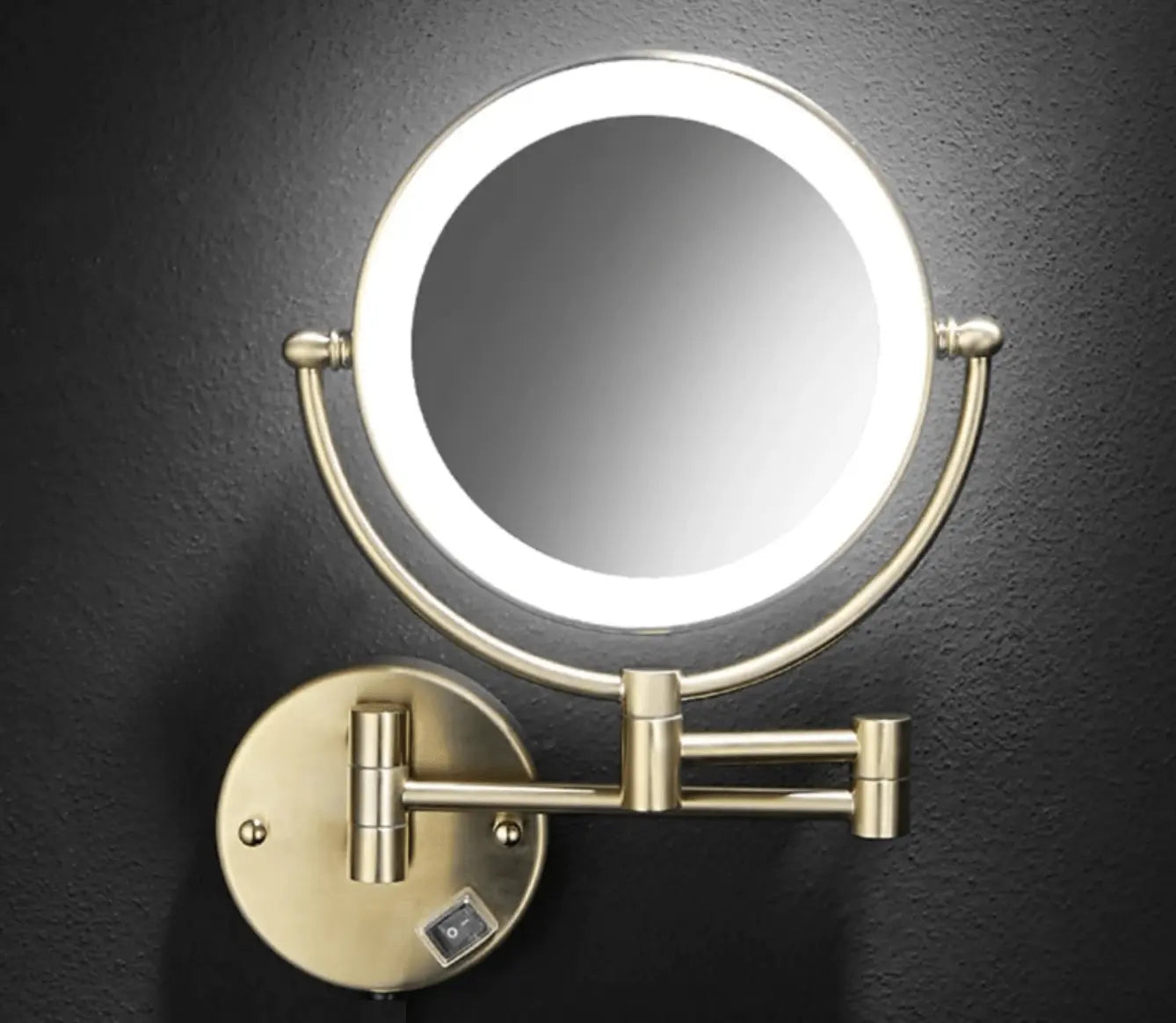 Make - up en Scheerspiegel SaniSupreme Bari Ø20cm LED Verlichting 3x Vergroting Goud Brushed