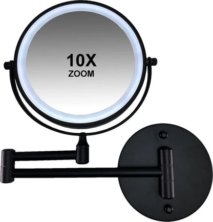 Make-up Spiegel SaniSupreme Bari USB Ø20cm LED Verlichting 10x Vergroting Mat Zwart Sanisupreme