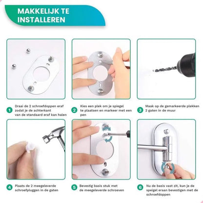 Make-up Spiegel SaniSupreme Bari USB Ø20cm LED Verlichting 10x Vergroting Mat Zwart Sanisupreme