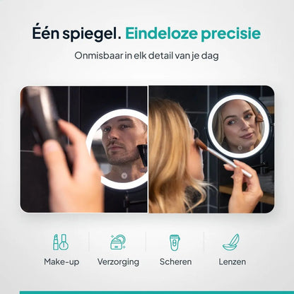 Make-up Spiegel SaniSupreme Bari USB Ø20cm LED Verlichting 10x Vergroting Mat Zwart Sanisupreme