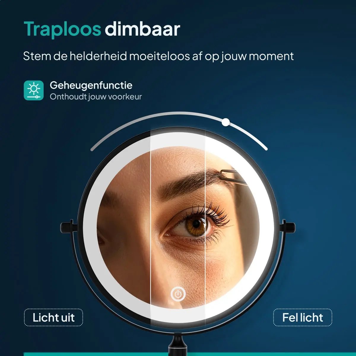 Make-up Spiegel SaniSupreme Bari USB Ø20cm LED Verlichting 10x Vergroting Mat Zwart Sanisupreme