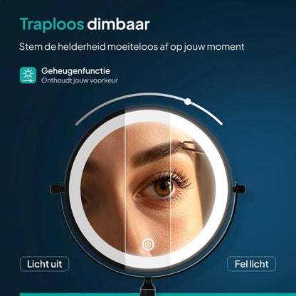 Make-up Spiegel SaniSupreme Bari USB Ø20cm LED Verlichting 10x Vergroting Mat Zwart Sanisupreme