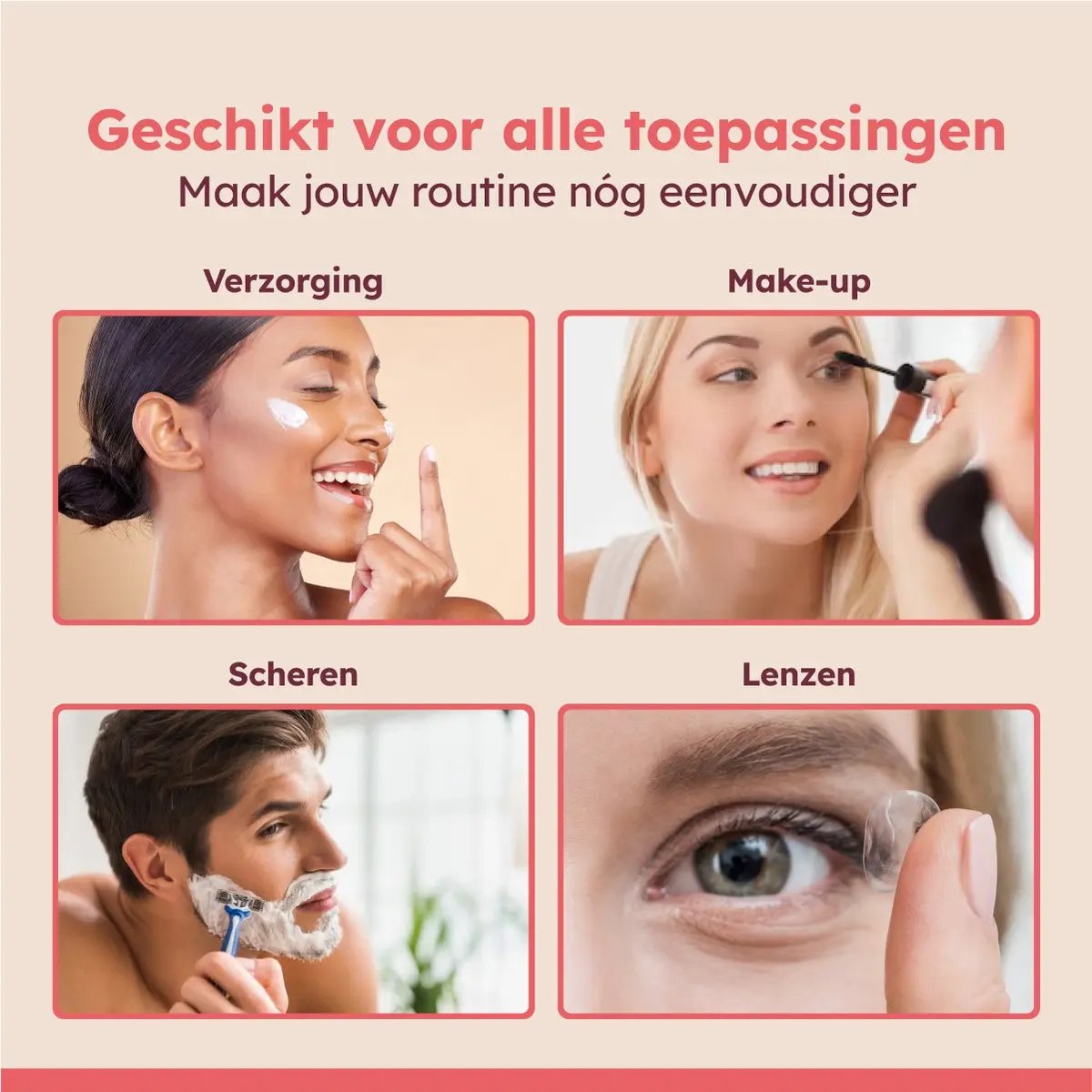 Make-up Spiegel SaniSupreme Bari USB Ø20cm LED Verlichting 10x Vergroting Mat Zwart Sanisupreme