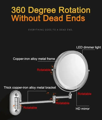 Make - up en Scheerspiegel SaniSupreme Bari USB Ø20cm LED Verlichting 7x Vergroting Mat Zwart