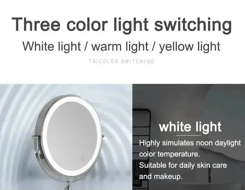 Make - up en Scheerspiegel SaniSupreme Bari USB Ø20cm LED Verlichting 7x Vergroting Mat Zwart