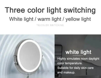 Make - up en Scheerspiegel SaniSupreme Bari USB Ø20cm LED Verlichting 7x Vergroting Mat Zwart