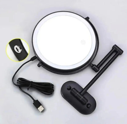 Make - up en Scheerspiegel SaniSupreme Bari USB Ø20cm LED Verlichting 7x Vergroting Mat Zwart