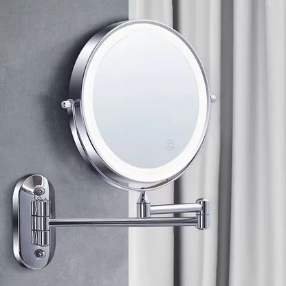 Make-up en Scheerspiegel SaniSupreme Bari Ø17cm LED Verlichting USB 3x Vergroting Chroom Sanisupreme