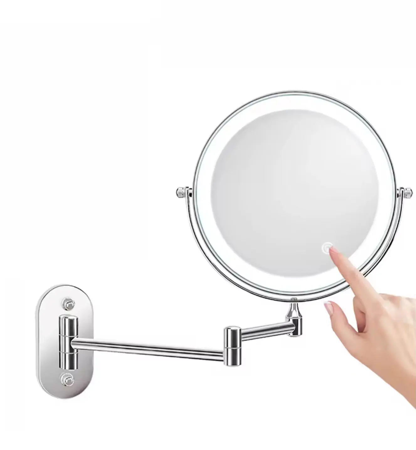 Make-up en Scheerspiegel SaniSupreme Bari Ø17cm LED Verlichting USB 3x Vergroting Chroom Sanisupreme