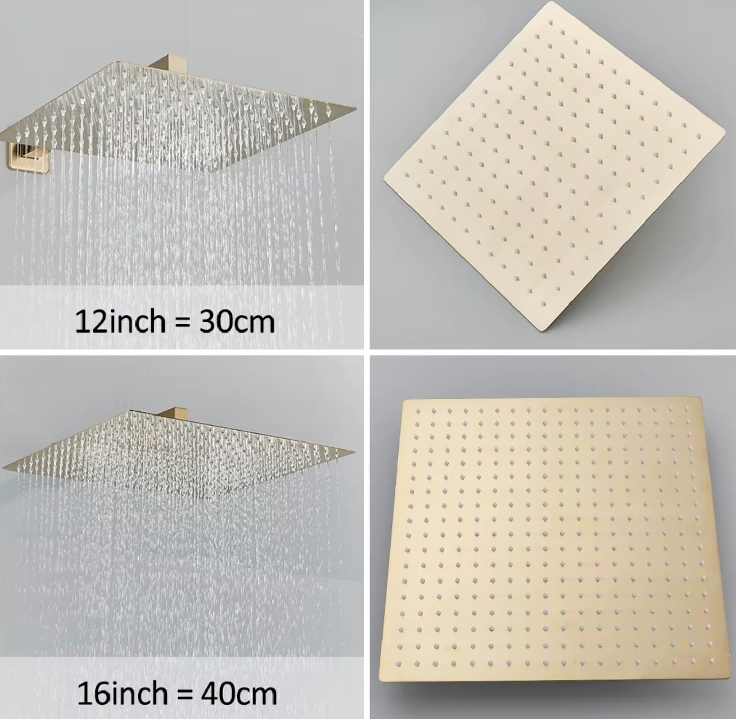 SaniSupreme Shower set Manhattan Premium de Luxe LCD 12 inch rain shower square 2-way Gloss Gold